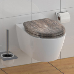 Abattant WC en Duroplast OLD WOOD avec Frein de Chute et D&eacute;clipsable