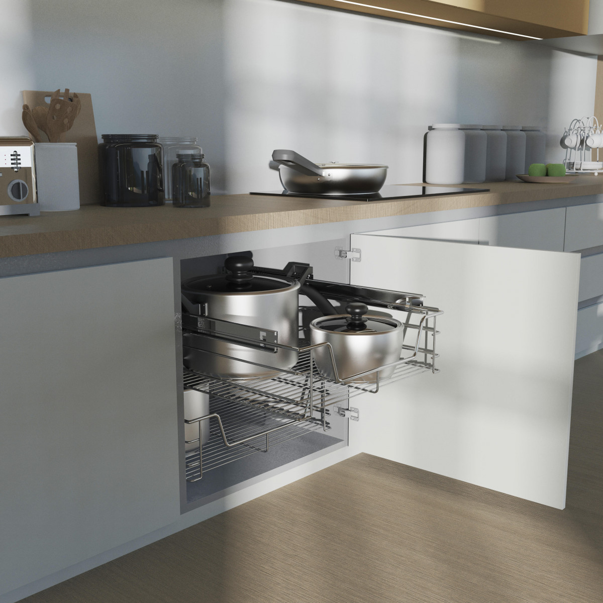 Teleskopschublade, Chrom, für 50 cm Schrank