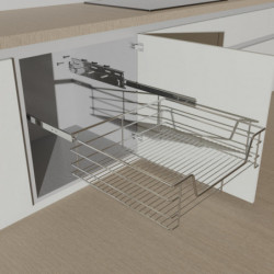 Teleskopschublade, Chrom, für 50 cm Schrank