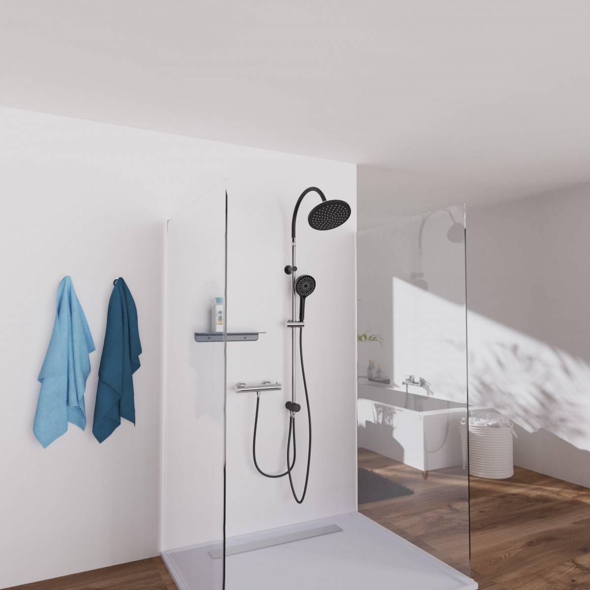 SCHÜTTE MATAO RAIN hoofddoucheset, chroom/mat zwart