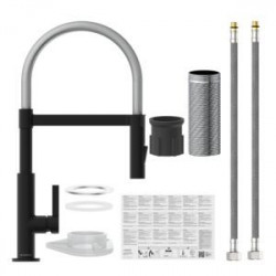 MIAMI Sink mixer, chrome/black matt, with spiral spring