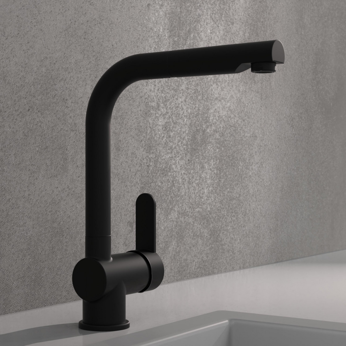 LONDON Sink mixer low pressure, black matt, with pull-out spout