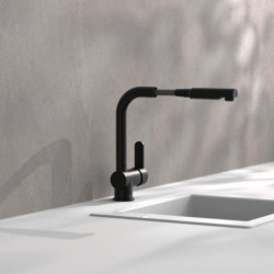 LONDON Sink mixer low pressure, black matt, with pull-out spout