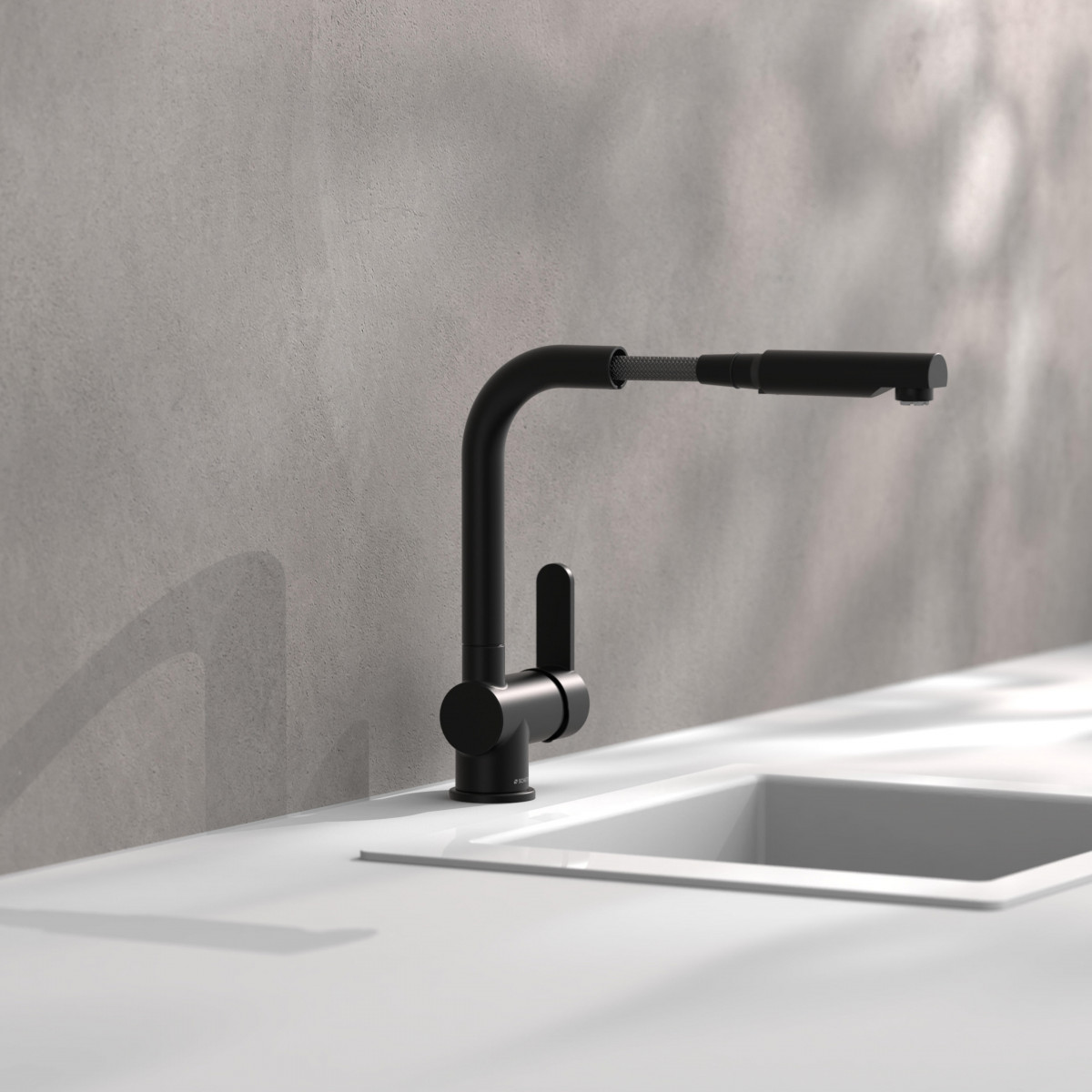 LONDON Sink mixer low pressure, black matt, with pull-out spout