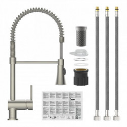 CORNWALL Sink mixer low pressure, stainless steel look, with spiral spring