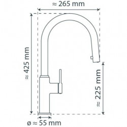 BLACKPOOL mitigeur cuisine avec bec extractible, graphite mat