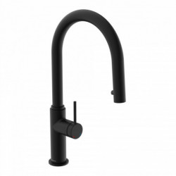 BLACKPOOL Sink mixer, black matt, with pull-out spout