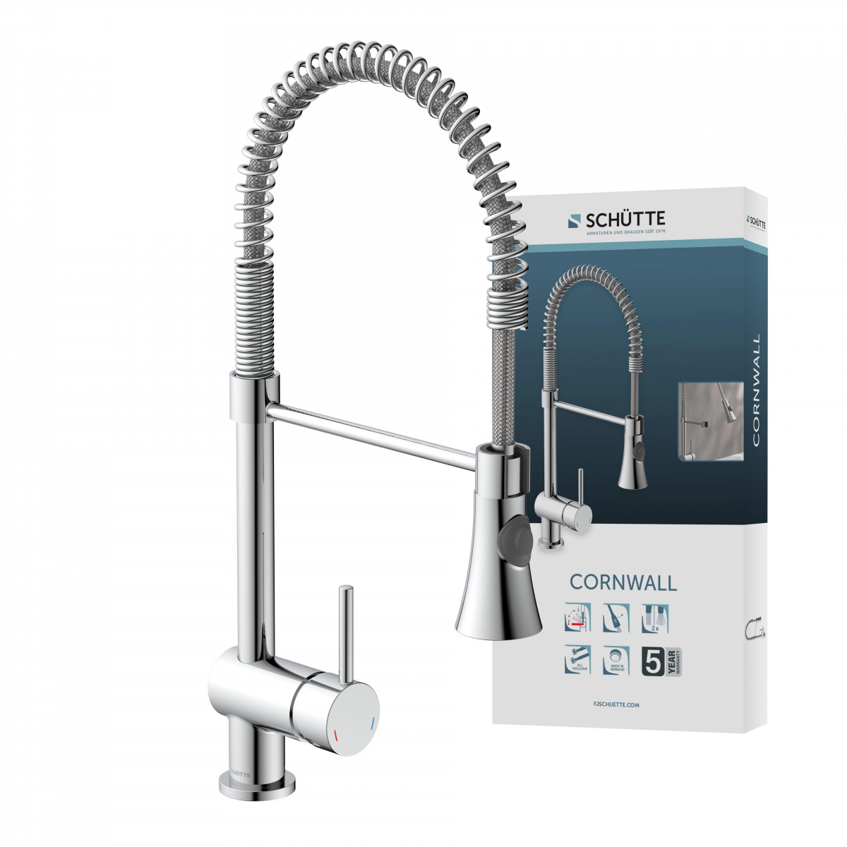 CORNWALL Sink mixer, chrome, with spiral spring
