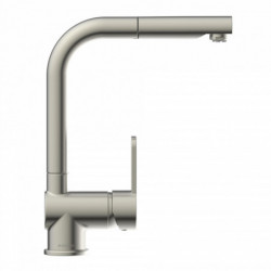 LONDON Sink mixer low pressure, stainless steel look, with pull-out spout
