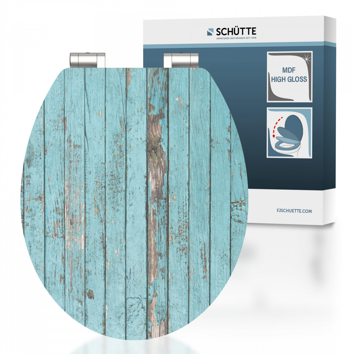 MDF High Gloss WC-Sitz BLUE WOOD, mit Absenkautomatik