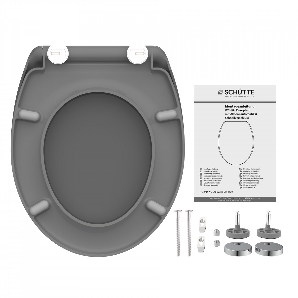 Duroplast WC-Sitz ANTHRAZIT, mit Absenkautomatik und Schnellverschluss