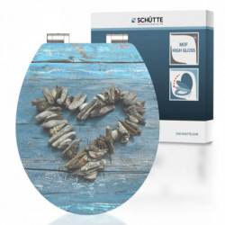 MDF High Gloss WC-Sitz mit Herz Motiv, SHELL HEART, mit Absenkautomatik