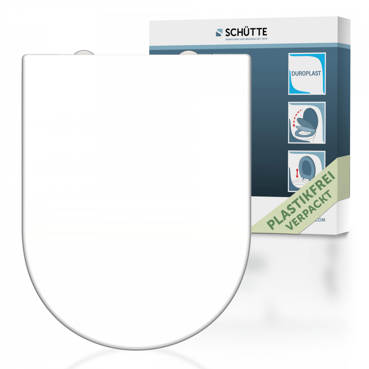 Duroplast WC-Sitz D-Form WHITE, mit Absenkautomatik und Schnellverschluss