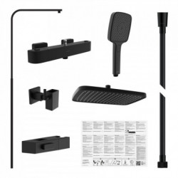 GRAN CANARIA Überkopf-Brauseset mit Thermostatarmatur, Schwarz matt