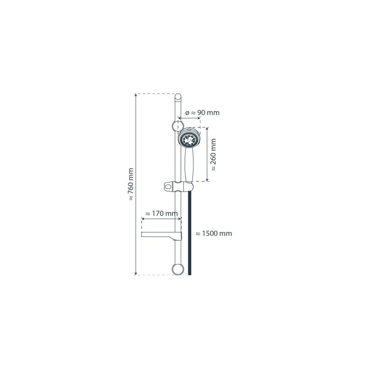 FRESH Shower rail set, chrome