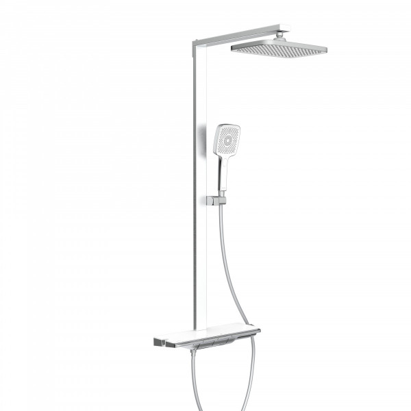 SCHÜTTE HAWAII Set de douche à l'envers avec mitigeur thermostatique, chromé/blanc
