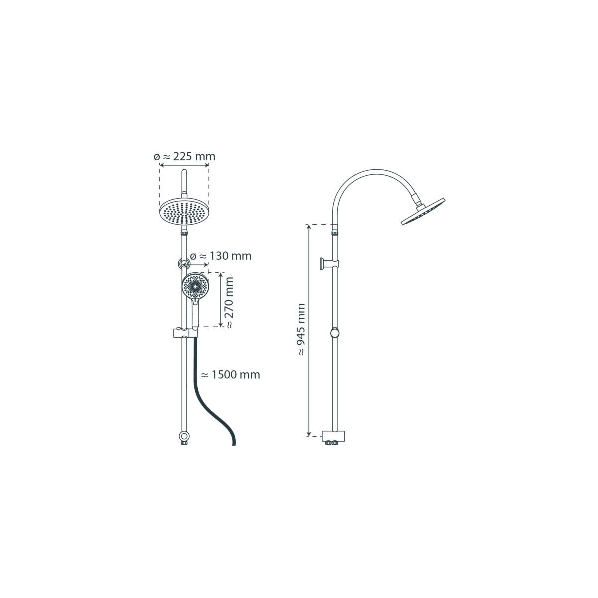 SCHÜTTE Überkopf-Brauseset MATAO RAIN, Schwarz matt
