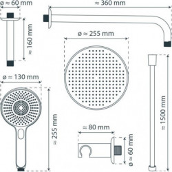 KARIBIK complete shower set, chrome/light grey, for the shower