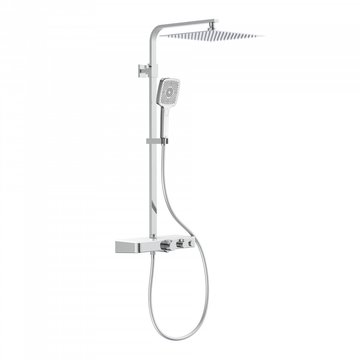 OCEAN Hoofddoucheset met thermostatische thermostaatkraan, chroom/wit, met planchet