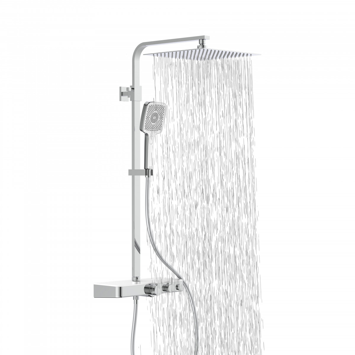OCEAN Hoofddoucheset met thermostatische thermostaatkraan, chroom/wit, met planchet