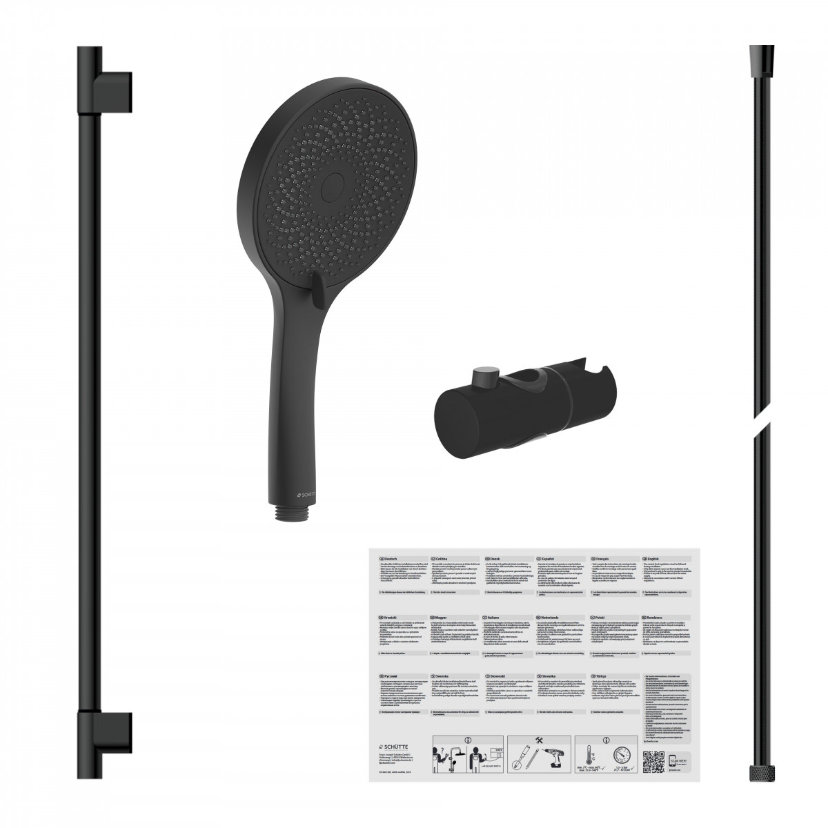 CAPRI Stangenbrauseset, Schwarz matt