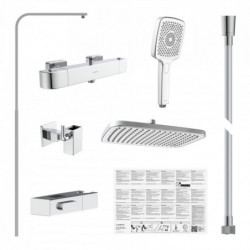 GRAN CANARIA Set douche de pluie avec Mitigeur thermostatique, Chromé