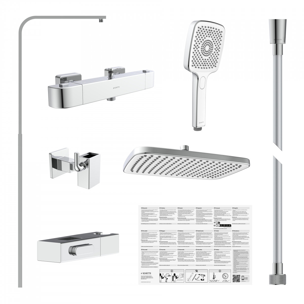 GRAN CANARIA Set douche de pluie avec Mitigeur thermostatique, Chromé