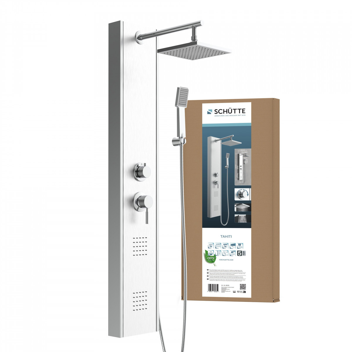 TAHITI Shower panel, stainless steel