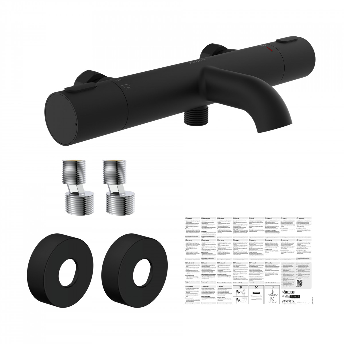 LOS ANGELES Thermostatic bathtub mixer, Black matt