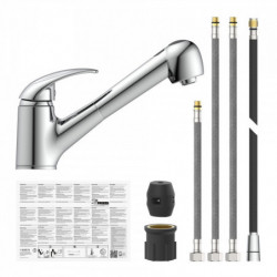 ALBATROS Mitigeur cuisine basse pression avec douchette extractible, Chromé