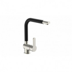 RIO mitigeur cuisine avec bec haut, apparence acier inoxydable / noir mat
