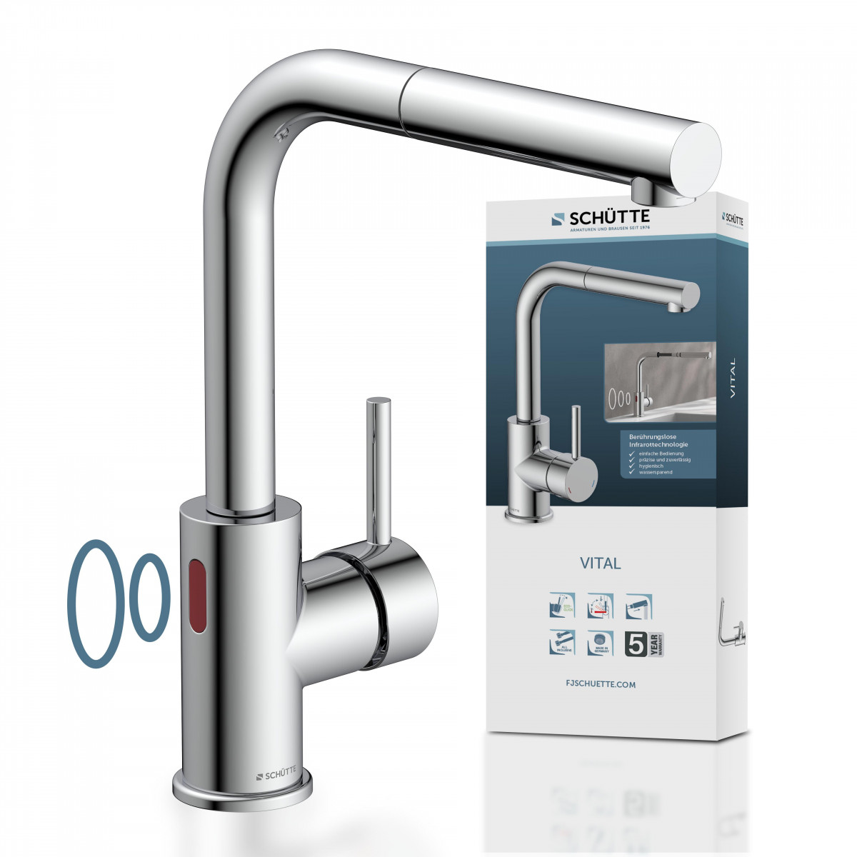 VITAL Sensor-Spültischarmatur, Chrom, herausziehbarer Auslauf
