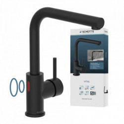 VITAL sensor sink mixer, black, matt, pull-out spout