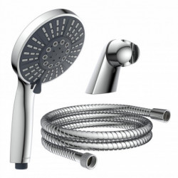 Handbrause mit rundem Duschkopf, Wandhalterung und flexiblem Metallschlauch