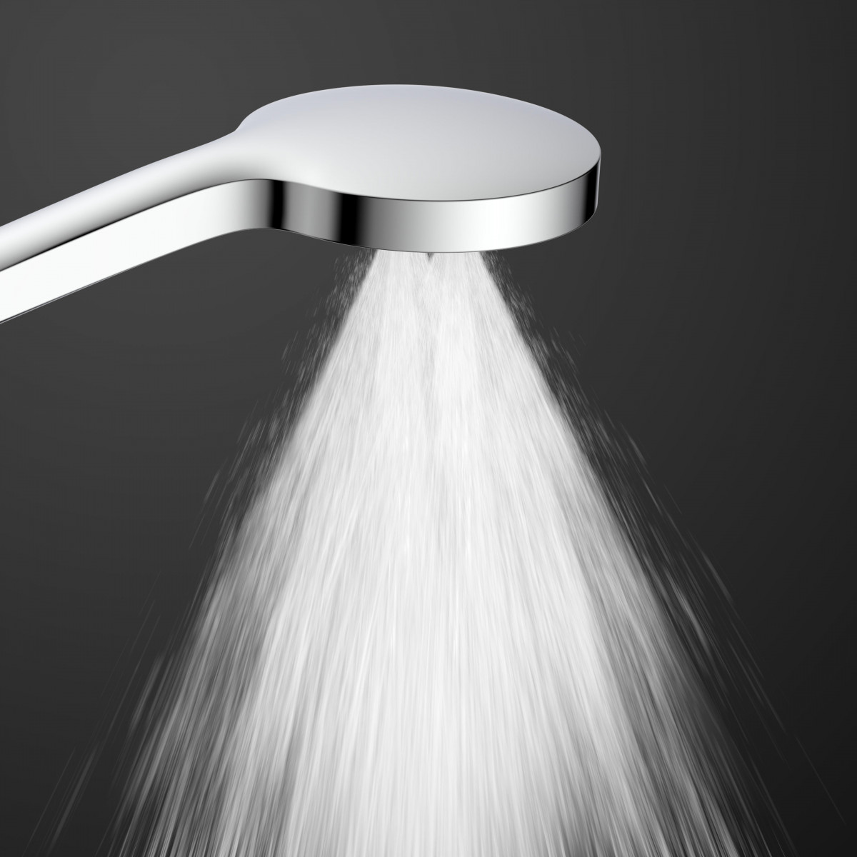 Chromfarbener Duschkopf mit breitem, gleichmäßigem Wasserstrahl