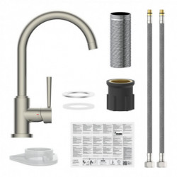 Küchenarmatur mit hohem Auslauf, Hebel und Montageset mit Schläuchen und Dichtungen
