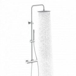 Chrom-Duschsystem mit runder Kopfbrause, Handbrause und Thermostat, Wasserstrahl aktiv
