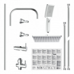 Duschsystem mit Kopfbrause, Handbrause, Thermostatarmatur, Wandhalter und Schlauch