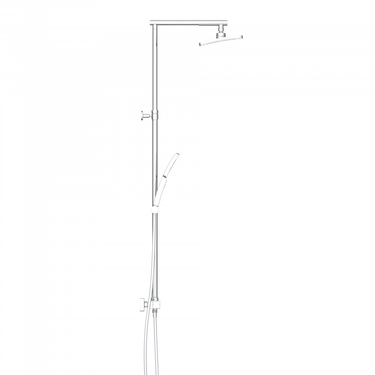 Chrom-Duschsystem mit Kopfbrause, Handbrause und Wandanschluss