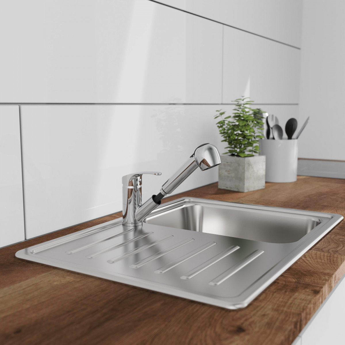 DIZIANI Sink mixer, chrome, with pull-out sprayer