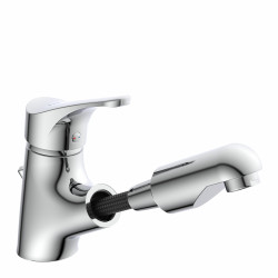 Chrom-Wannenarmatur mit Einhebelmischer, Handbrause und Schlauch