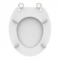 Grauer Toilettensitz mit sichtbaren Scharnieren und Abstandspuffern