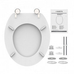 Weißer WC-Sitz mit Scharnieren, Montagematerial und Anleitung