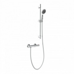 Duschset mit Wandstange, Handbrause, Schlauch und Thermostatarmatur in Chrom