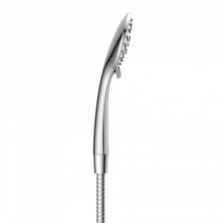 Handbrause aus Metall mit flexiblem Schlauch und Düsenkopf, Seitenansicht