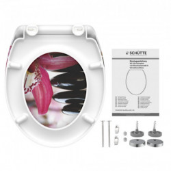 WC-Sitz mit Orchideenmotiv auf dem Deckel inklusive Montagematerial