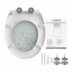 WC-Sitz mit Blumenmuster, Montageset und Anleitung von Schütte.