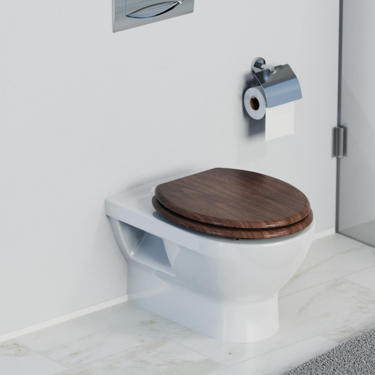 Siège WC DARK WOOD • MDF • Avec abaissement automatique • SCHÜTTE