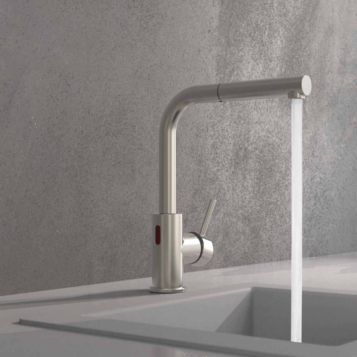 VITAL sensor sink mixer • stainless steel look • SCHÜTTE