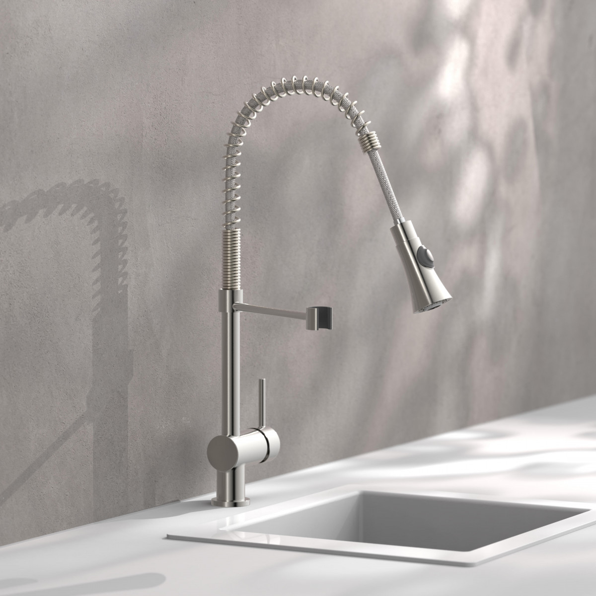 CORNWALL spiral spring sink mixer • stainless steel look • SCHÜTTE